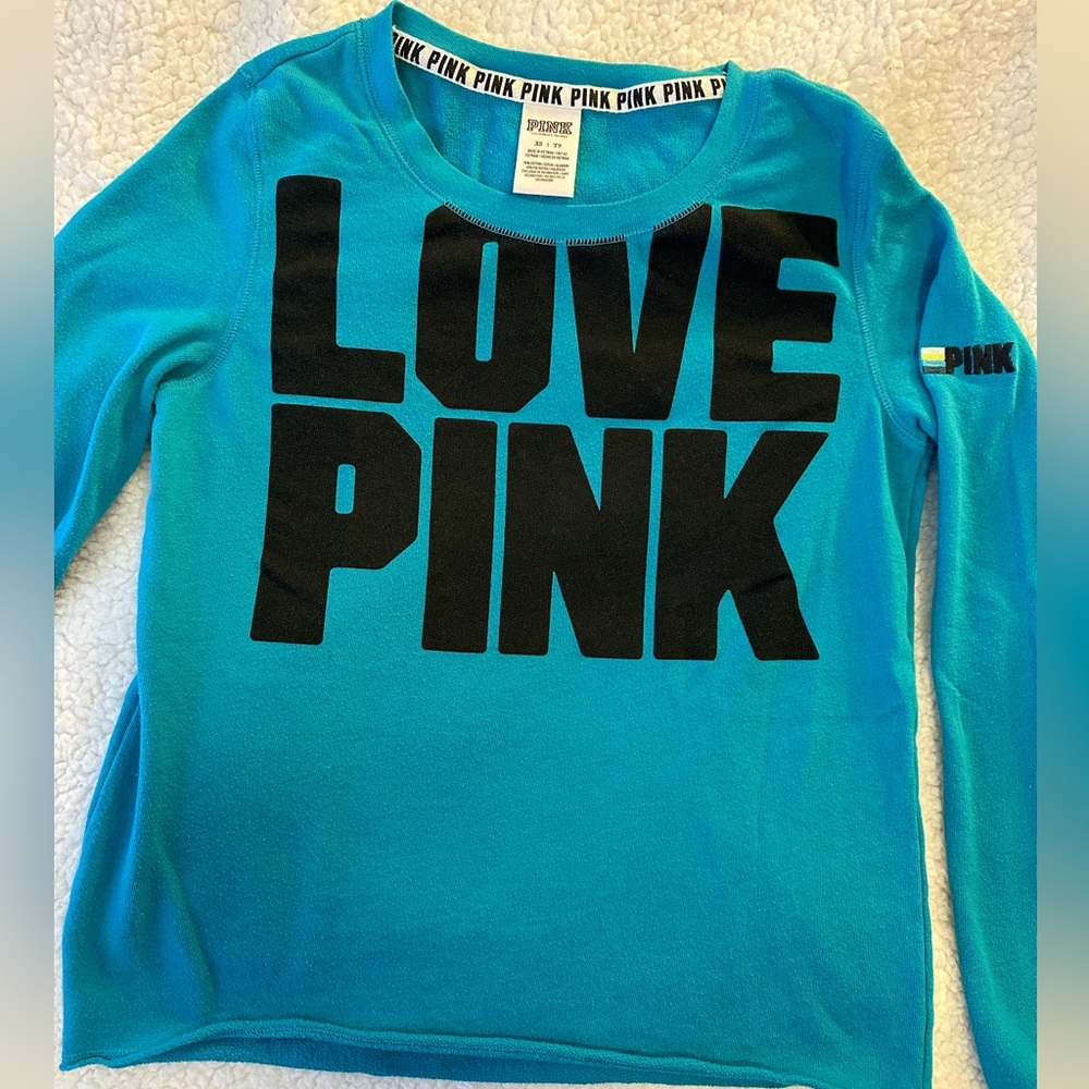 Women’s XS PINK by victoria’s Secret long sleeve shirt, turquoise.